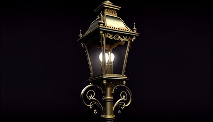Fototapeta na wymiar brass street light isolated, Ai generated image.