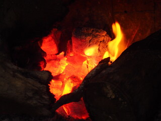 fire burning intensely with vivid red and orange colors