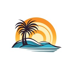 Fototapeta na wymiar Simple beach logo, icon