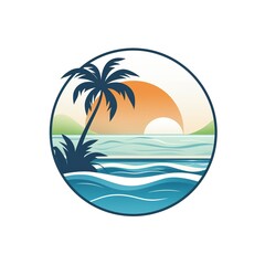 Fototapeta na wymiar Simple beach logo, icon