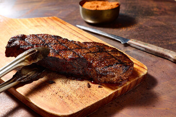 New York Strip Steak on Cutting Board