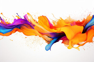 Fototapeta premium Colorful swirls resembling vibrant, dynamic paint splatters isolated on white background created with Generative Ai
