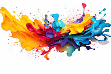 Colorful swirls resembling vibrant, dynamic paint splatters isolated on white background created with Generative Ai