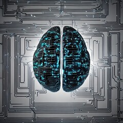 A human brain made of digital circuits and code