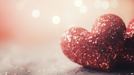 Shimmering Red Glitter Hearts Bokeh Background Valentine's Day Wallpaper