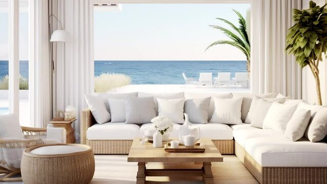 The living room is beautifully decorated in a Mediterranean style.