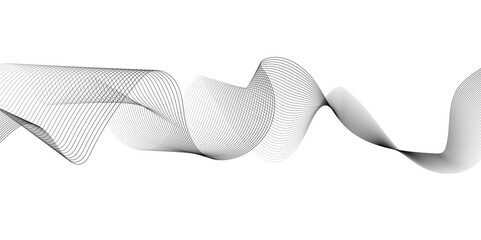 Wavy technology curve and blend lines on transparent background. 