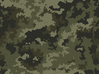 Khaki camouflage seamless vector pattern, forest camouflage texture, military background. Hunting print. Urban print. - obrazy, fototapety, plakaty