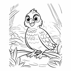 cute PARROT hand drawn coloring page illustration MADE WITH AI 