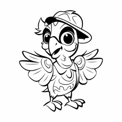 cute PARROT hand drawn coloring page illustration MADE WITH AI 