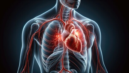Accurate Chest Pain Anatomy - Heart and Lungs with Pain Indicators.