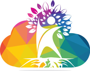Obraz na płótnie Canvas Family Tree And Roots Cloud Shape Logo Design.