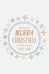 Christmas greeting card with snowflakes. Vector illustration