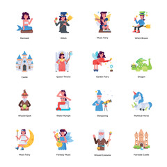 Collection of Fairytale Flat Character Designs 

