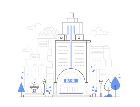 City bank - modern line design style illustration