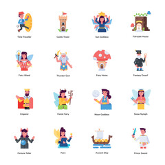 Set of Fairytale and Mythical Flat Character Designs 

 - obrazy, fototapety, plakaty