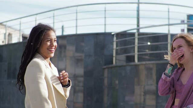 Young African american woman is meeting with a business partner or client and discussing future plans for a project, Portrait