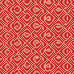 Japanese seamless pattern in oriental geometric traditional style. 3d festive ornament for lunar chinese new year decoration. Red and golden abstract asian vector creative motif.