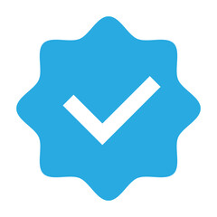 Verified badge vector blue color isolated on white background for social media account, profile verified mark. Guaranteed icons 10 eps