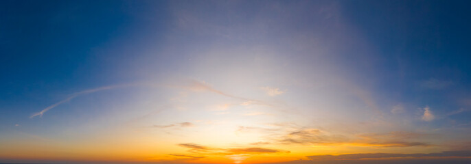 Horizon panorama and dramatic twilight sky and cloud sunset background. Natural sky background...