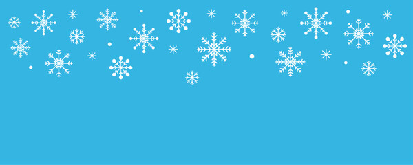 Christmas and New Year background with snowflakes in vector, flat style. Background with different snowflakes.