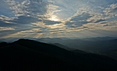 Magical view from Schöpfl peak in Lower Austria in district Baden.