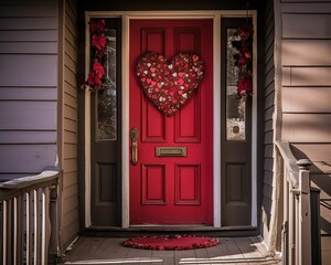 Valentine's day decoration in front door