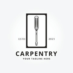 isolated authentic screwdriver logo vector illustration design, carpentry icon symbol design