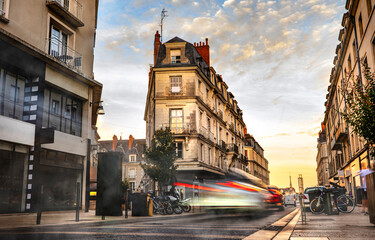 Central street in Blois, France. - obrazy, fototapety, plakaty