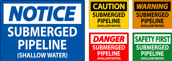 Danger Sign Submerged Pipeline (Shallow Water)