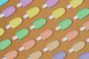 Row of colorful popsicles ice cream - summer banner theme