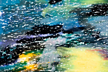 テクスチャー　背景　アブストラクト　海　粗い表面　クレヨン　抽象　暗い　深海　空　オイルパステル　絵画　絵