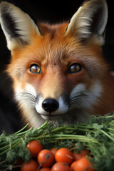 Obraz premium fox and many carrots created with Generative Ai