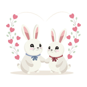 Rabbits with heart. Valentine´s day card