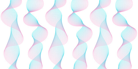 Abstract background with waves for banner. Medium banner size. Vector background with lines. Element for design isolated on white. Pink and blue. Girl or boy. Holiday