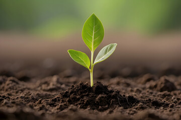 As a new sprout emerges from the soil, nature and sustainability are symbolized in the background