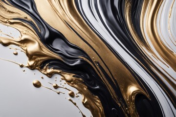 The paint is black and gold smeared on a white background.