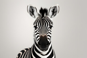 Cute Baby Zebra Portrait in Vibrant Minimalist Studio. Generative AI illustration