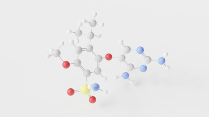 gefapixant molecule 3d, molecular structure, ball and stick model, structural chemical formula antagonist p2rx3 receptor