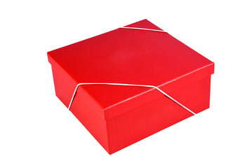 red gift box packaging isolated on transparent background