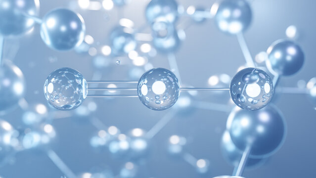 nitrous oxide molecular structure 3d, flat model, dinitrogen oxide, structural chemical formula view from a microscope