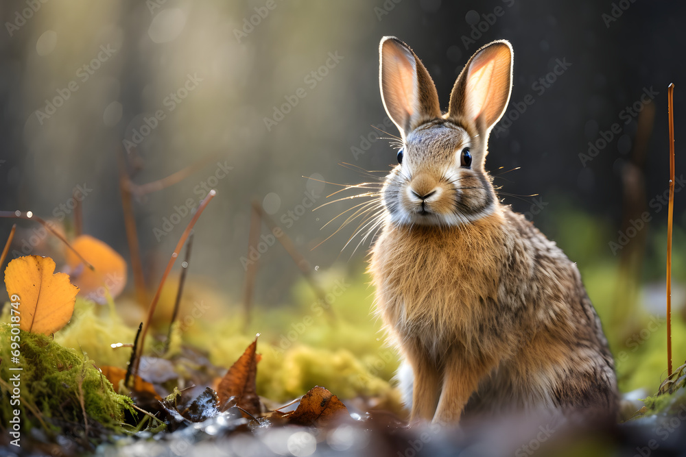 Wall mural hare, bunny, wild rabbit, wild animal, wildlife, rabbit wild