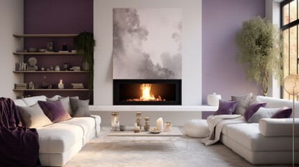 Gas fireplace in a modern cozy living room