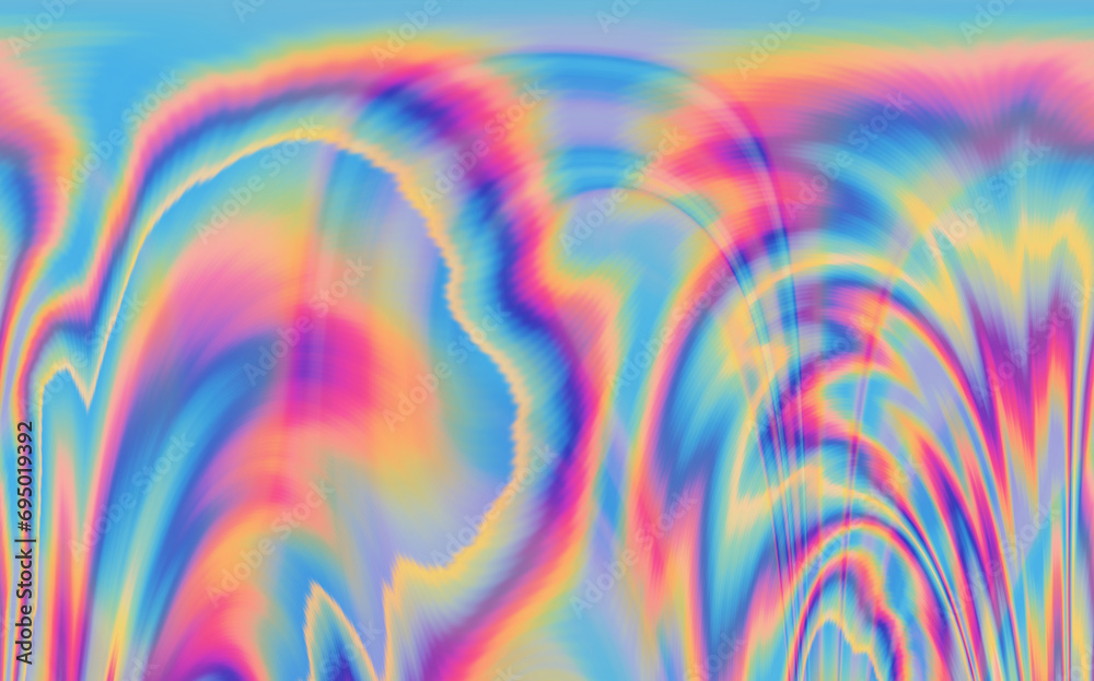 Poster Dynamic neon polarized divots create a mesmerizing and vibrant background. Abstract psychedelic background.