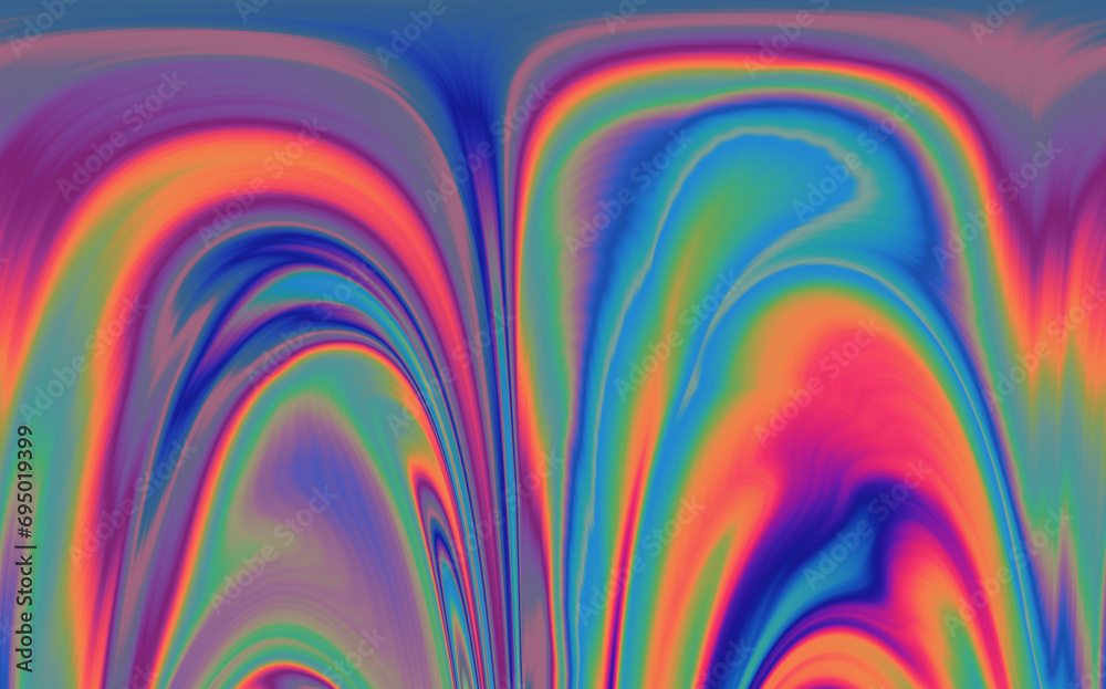 Poster Dynamic neon polarized divots create a mesmerizing and vibrant background. Abstract psychedelic background.