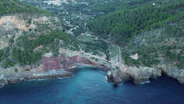 Aerial view of Cala Estellencs in Majorca