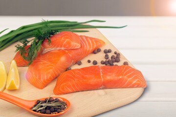 Fresh raw tasty salmon fillet