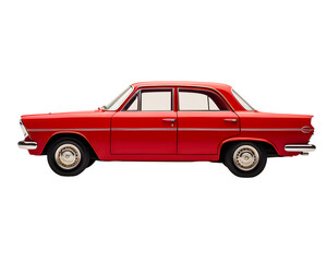 Fototapeta premium Red retro vintage car, isolated on transparent background, cut out, png