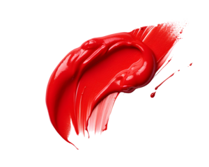 Smudged red lipstick isolated on transparent background, cut out, png