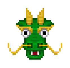 Obraz premium Pixel illustration of a face of dragon